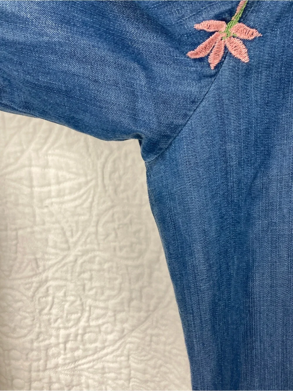 Style & Co. Women’s Floral Embroidered Chambray Lagenlook Kimono sz XXL
